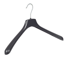 Mantelhanger - Kostuumhanger - Jassenhanger - Volwassenen - FR46 - 50 Stuks - Kunststof - Zwart - Gebogen Model - Schouderverbreding 3,3 cm - 46 cm - Kledinghanger - Kleerhanger - FR-Serie