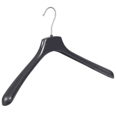 Mantelhanger - Kostuumhanger - Jassenhanger - Volwassenen - FR46 - 50 Stuks - Kunststof - Zwart - Gebogen Model - Schouderverbreding 3,3 cm - 46 cm - Kledinghanger - Kleerhanger - FR-Serie