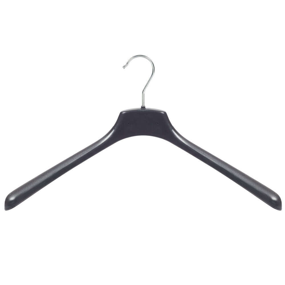Mantelhanger - Kostuumhanger - Jassenhanger - Volwassenen - FR46 - 50 Stuks - Kunststof - Zwart - Gebogen Model - Schouderverbreding 3,3 cm - 46 cm - Kledinghanger - Kleerhanger - FR-Serie