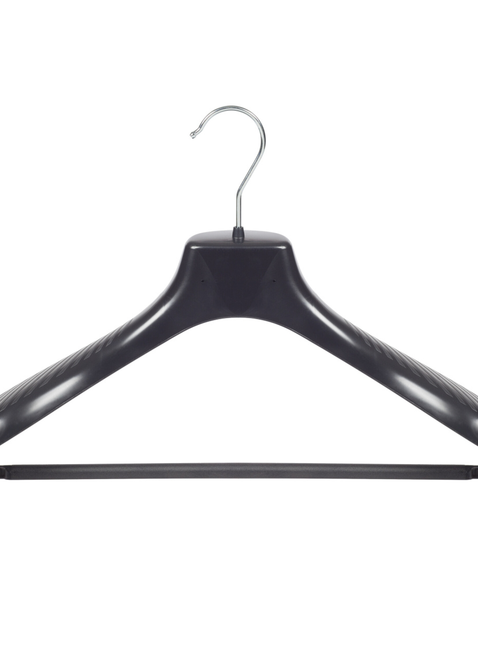 Mantelhanger - Kostuumhanger - Jassenhanger - Kinderen - GP36 - 10 Stuks - Kunststof - Zwart - Gebogen Model - Schouderverbreding 7 cm - Broeklat - 36 cm - Kinderhanger - Kledinghanger - Kleerhanger - GP-Serie