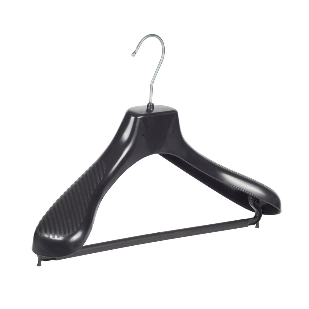 Mantelhanger - Kostuumhanger - Jassenhanger - Kinderen - GP36 - 50 Stuks - Kunststof - Zwart - Gebogen Model - Schouderverbreding 7 cm - Broeklat - 36 cm - Kinderhanger - Kledinghanger - Kleerhanger - GP-Serie