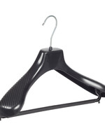 Mantelhanger - Kostuumhanger - Jassenhanger - Volwassenen - GP39 - 10 Stuks - Kunststof - Zwart - Gebogen Model - Schouderverbreding 7 cm - Broeklat - 39 cm - Kledinghanger - Kleerhanger - GP-Serie