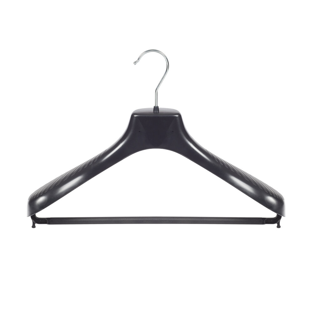 Mantelhanger - Kostuumhanger - Jassenhanger - Volwassenen - GP39 - 30 Stuks - Kunststof - Zwart - Gebogen Model - Schouderverbreding 7 cm - Broeklat - 39 cm - Kledinghanger - Kleerhanger - GP-Serie