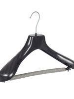Mantelhanger - Kostuumhanger - Jassenhanger - Volwassenen - GP39 - 10 Stuks - Kunststof - Zwart - Gebogen Model - Schouderverbreding 7 cm - Broeklat met Schuim - 39 cm - Kledinghanger - Kleerhanger - GP-Serie