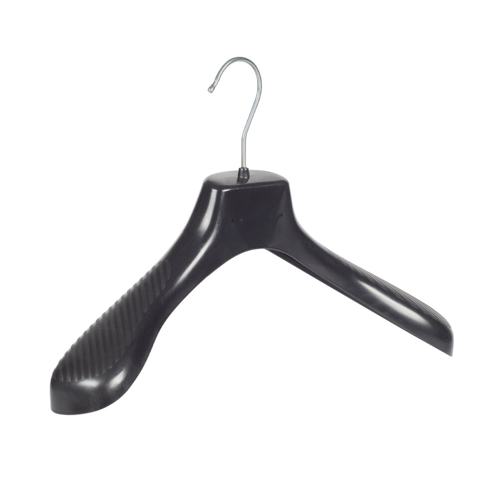 Mantelhanger - Kostuumhanger - Jassenhanger - Volwassenen - GP39 - 10 Stuks - Kunststof - Zwart - Gebogen Model - Schouderverbreding 7 cm - 39 cm - Kledinghanger - Kleerhanger - GP-Serie