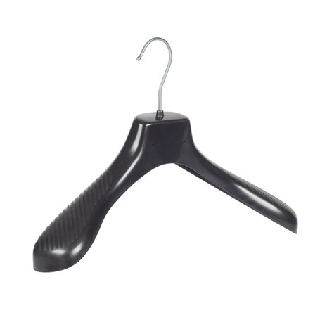 Mantelhanger - Kostuumhanger - Jassenhanger - Volwassenen - GP39 - 10 Stuks - Kunststof - Zwart - Gebogen Model - Schouderverbreding 7 cm - 39 cm - Kledinghanger - Kleerhanger - GP-Serie