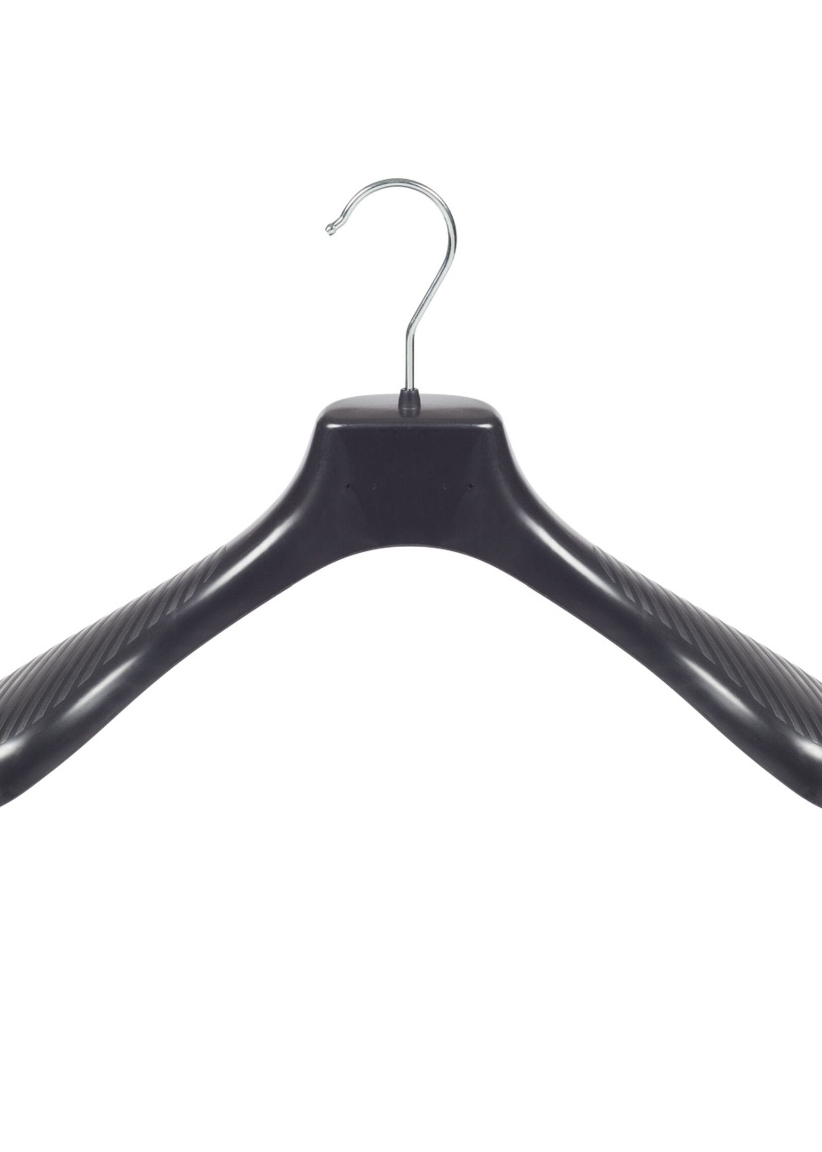 Mantelhanger - Kostuumhanger - Jassenhanger - Volwassenen - GP39 - 20 Stuks - Kunststof - Zwart - Gebogen Model - Schouderverbreding 7 cm - 39 cm - Kledinghanger - Kleerhanger - GP-Serie