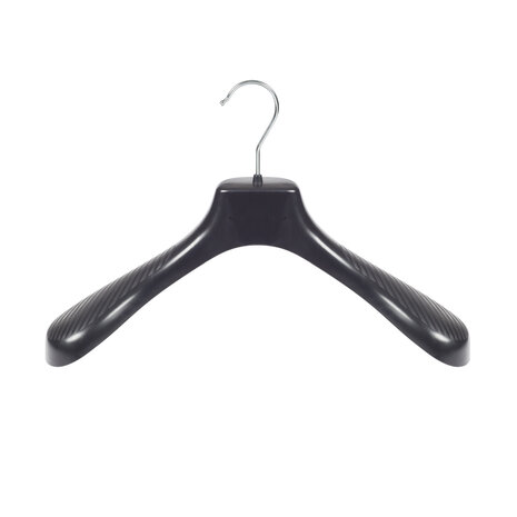 Mantelhanger - Kostuumhanger - Jassenhanger - Volwassenen - GP39 - 50 Stuks - Kunststof - Zwart - Gebogen Model - Schouderverbreding 7 cm - 39 cm - Kledinghanger - Kleerhanger - GP-Serie