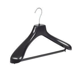 Mantelhanger - Kostuumhanger - Jassenhanger - Volwassenen - GP42 - 10 Stuks - Kunststof - Zwart - Gebogen Model - Schouderverbreding 7 cm - Broeklat - 42 cm - Kledinghanger - Kleerhanger - GP-Serie