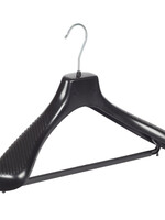 Mantelhanger - Kostuumhanger - Jassenhanger - Volwassenen - GP42 - 20 Stuks - Kunststof - Zwart - Gebogen Model - Schouderverbreding 7 cm - Broeklat - 42 cm - Kledinghanger - Kleerhanger - GP-Serie