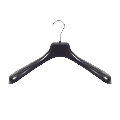 Mantelhanger - Kostuumhanger - Jassenhanger - Volwassenen - GP42 - 40 Stuks - Kunststof - Zwart - Gebogen Model - Schouderverbreding 7 cm - 42 cm - Kledinghanger - Kleerhanger - GP-Serie