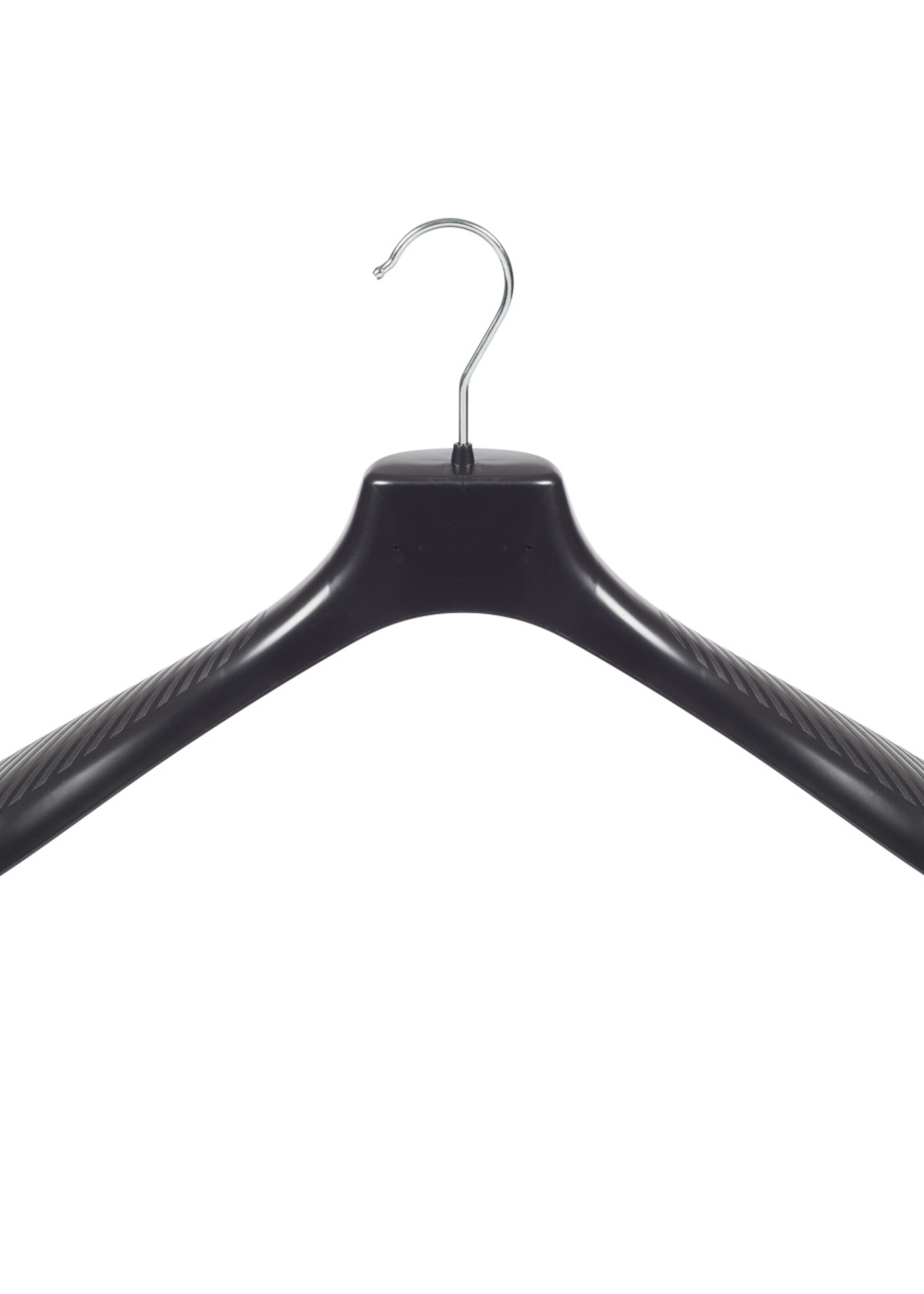 Mantelhanger - Kostuumhanger - Jassenhanger - Volwassenen - GP42 - 50 Stuks - Kunststof - Zwart - Gebogen Model - Schouderverbreding 7 cm - 42 cm - Kledinghanger - Kleerhanger - GP-Serie