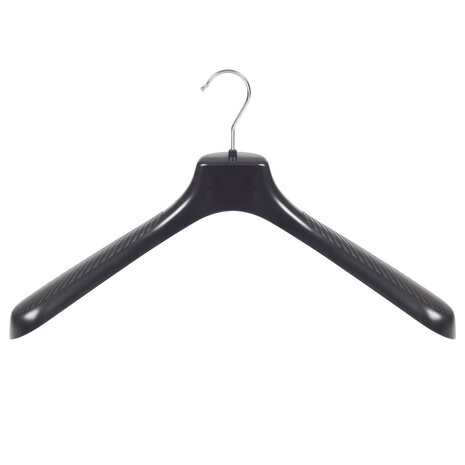 Mantelhanger - Kostuumhanger - Jassenhanger - Volwassenen - GP48 - 20 Stuks - Kunststof - Zwart - Gebogen Model - Schouderverbreding 7 cm - 48 cm - Kledinghanger - Kleerhanger - GP-Serie