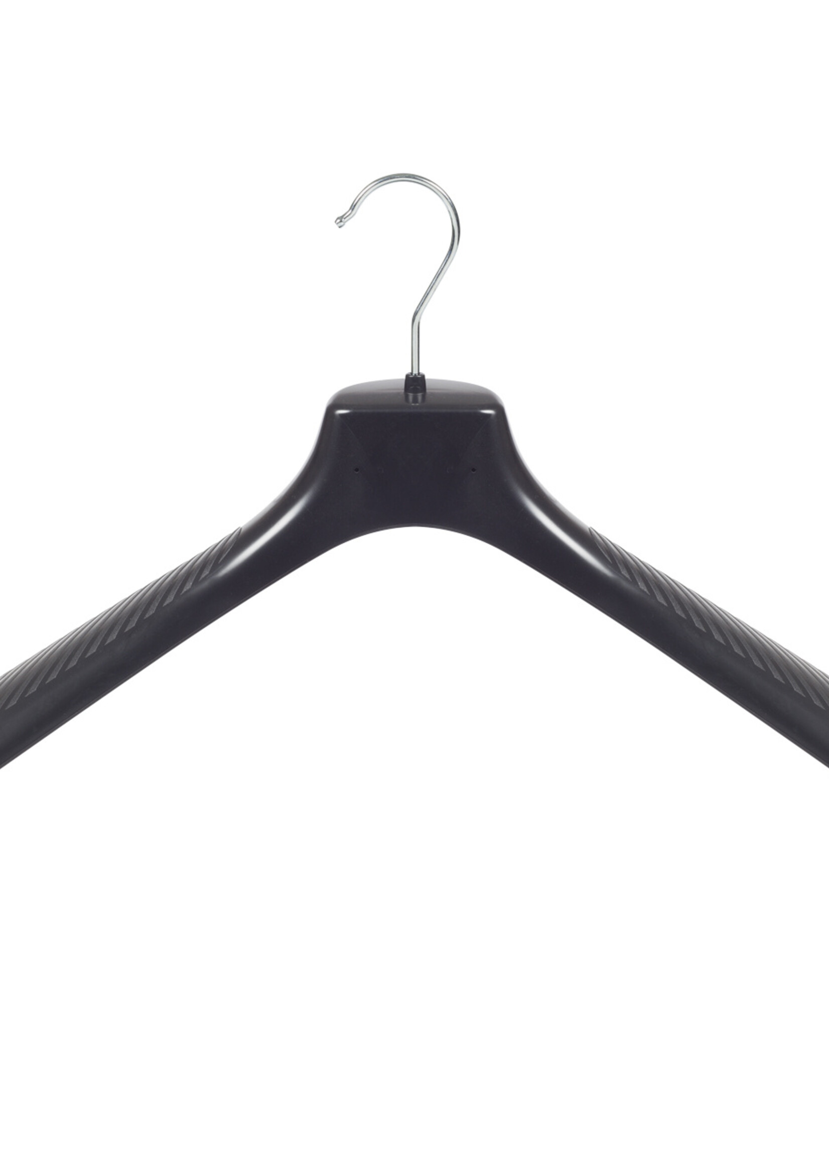 Mantelhanger - Kostuumhanger - Jassenhanger - Volwassenen - GP48 - 30 Stuks - Kunststof - Zwart - Gebogen Model - Schouderverbreding 7 cm - 48 cm - Kledinghanger - Kleerhanger - GP-Serie