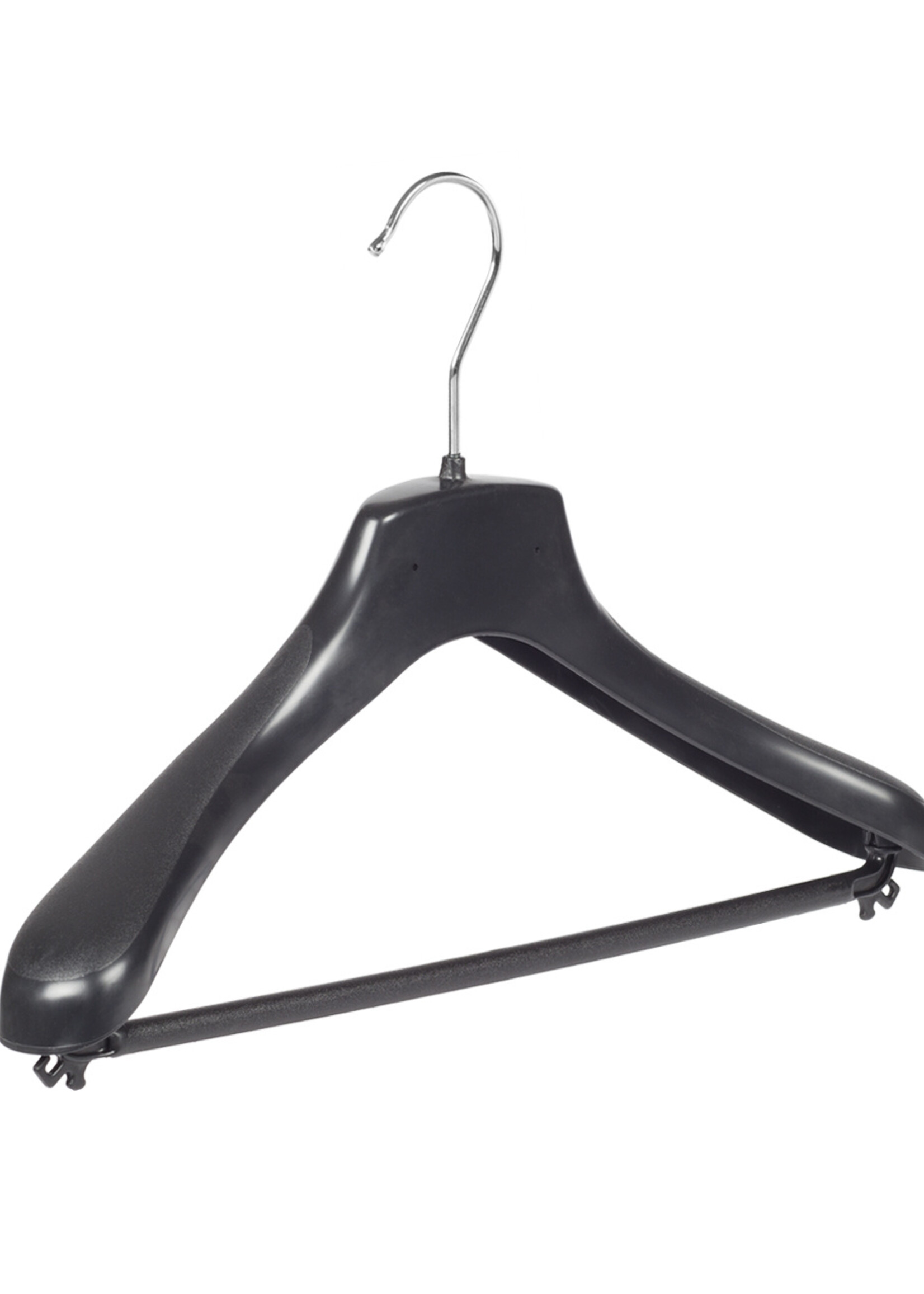 Mantelhanger - Kostuumhanger - Jassenhanger - Kinderen - HZ36 - 10 Stuks - Kunststof - Zwart - Gebogen Model - Schouderverbreding 4,8 cm - Broeklat - 36 cm - Kinderhanger - Kledinghanger - Kleerhanger - HZ-Serie