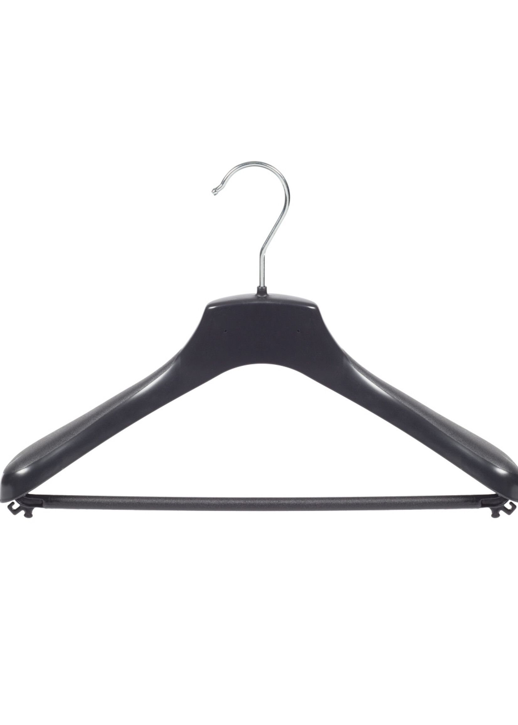 Mantelhanger - Kostuumhanger - Jassenhanger - Kinderen - HZ36 - 50 Stuks - Kunststof - Zwart - Gebogen Model - Schouderverbreding 4,8 cm - Broeklat - 36 cm - Kinderhanger - Kledinghanger - Kleerhanger - HZ-Serie