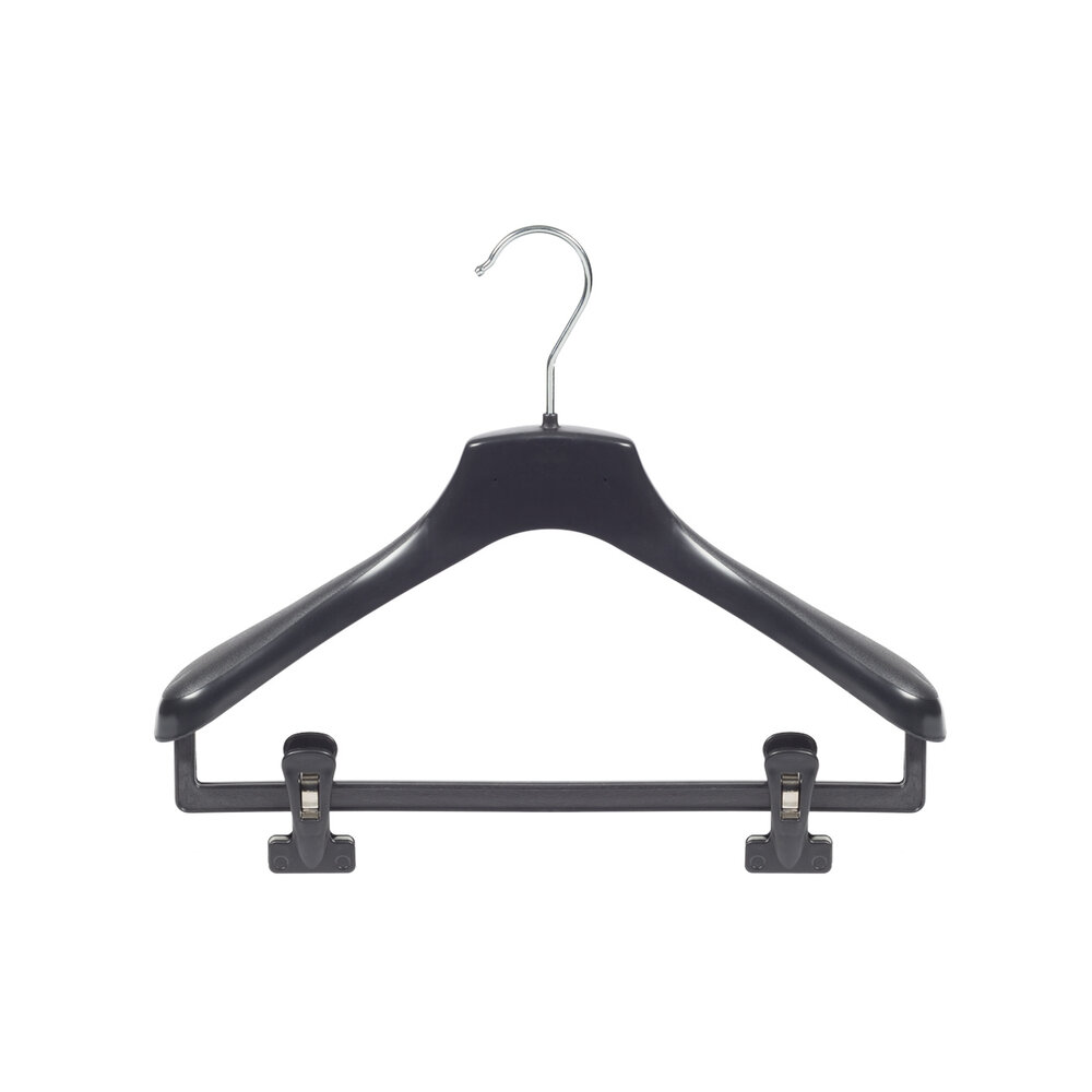 Mantelhanger - Kostuumhanger - Jassenhanger - Kinderen - HZ36 - 20 Stuks - Kunststof - Zwart - Gebogen Model - Schouderverbreding 4,8 cm - Anti-slip Knijpers - 36 cm - Kinderhanger - Kledinghanger - Kleerhanger - HZ-Serie