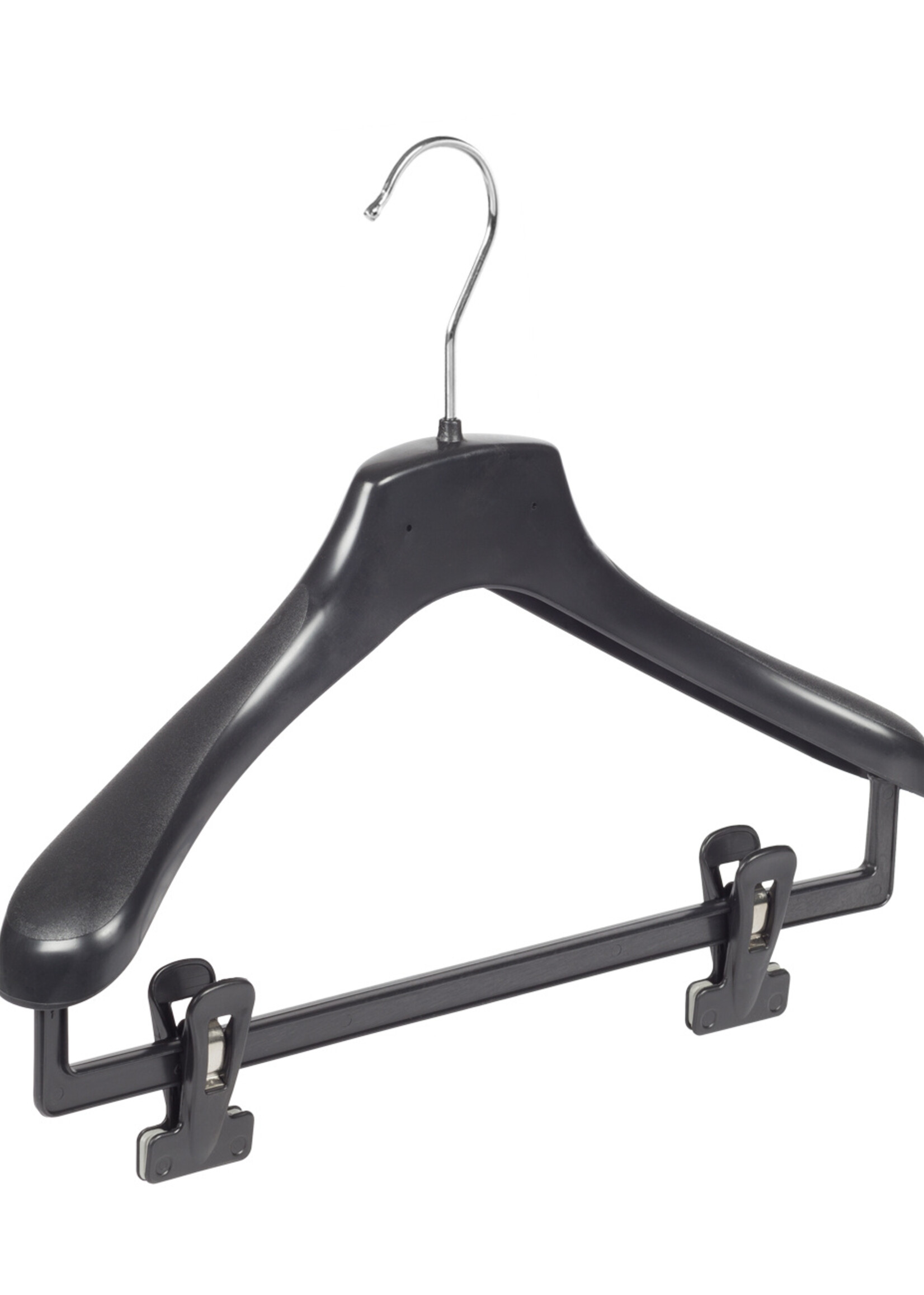 Mantelhanger - Kostuumhanger - Jassenhanger - Kinderen - HZ36 - 30 Stuks - Kunststof - Zwart - Gebogen Model - Schouderverbreding 4,8 cm - Anti-slip Knijpers - 36 cm - Kinderhanger - Kledinghanger - Kleerhanger - HZ-Serie