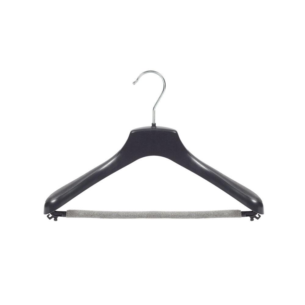 Mantelhanger - Kostuumhanger - Jassenhanger - Kinderen - HZ36 - 30 Stuks - Kunststof - Zwart - Gebogen Model - Schouderverbreding 4,8 cm - Broeklat met Schuim - 36 cm - Kinderhanger - Kledinghanger - Kleerhanger - HZ-Serie