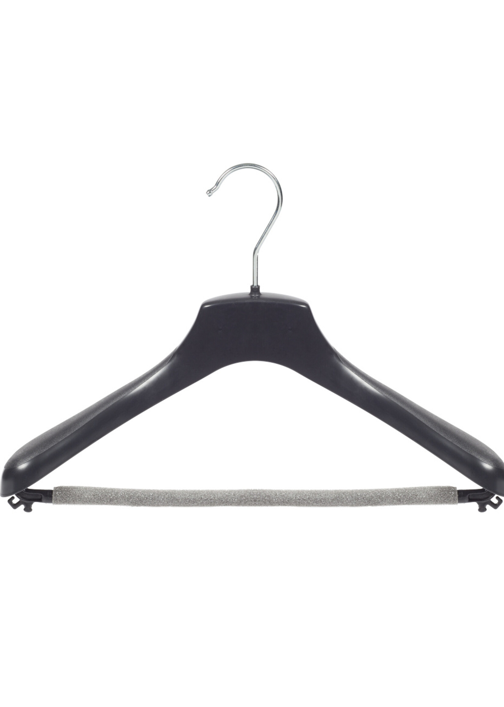 Mantelhanger - Kostuumhanger - Jassenhanger - Kinderen - HZ36 - 40 Stuks - Kunststof - Zwart - Gebogen Model - Schouderverbreding 4,8 cm - Broeklat met Schuim - 36 cm - Kinderhanger - Kledinghanger - Kleerhanger - HZ-Serie
