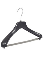 Mantelhanger - Kostuumhanger - Jassenhanger - Kinderen - HZ36 - 50 Stuks - Kunststof - Zwart - Gebogen Model - Schouderverbreding 4,8 cm - Broeklat met Schuim - 36 cm - Kinderhanger - Kledinghanger - Kleerhanger - HZ-Serie