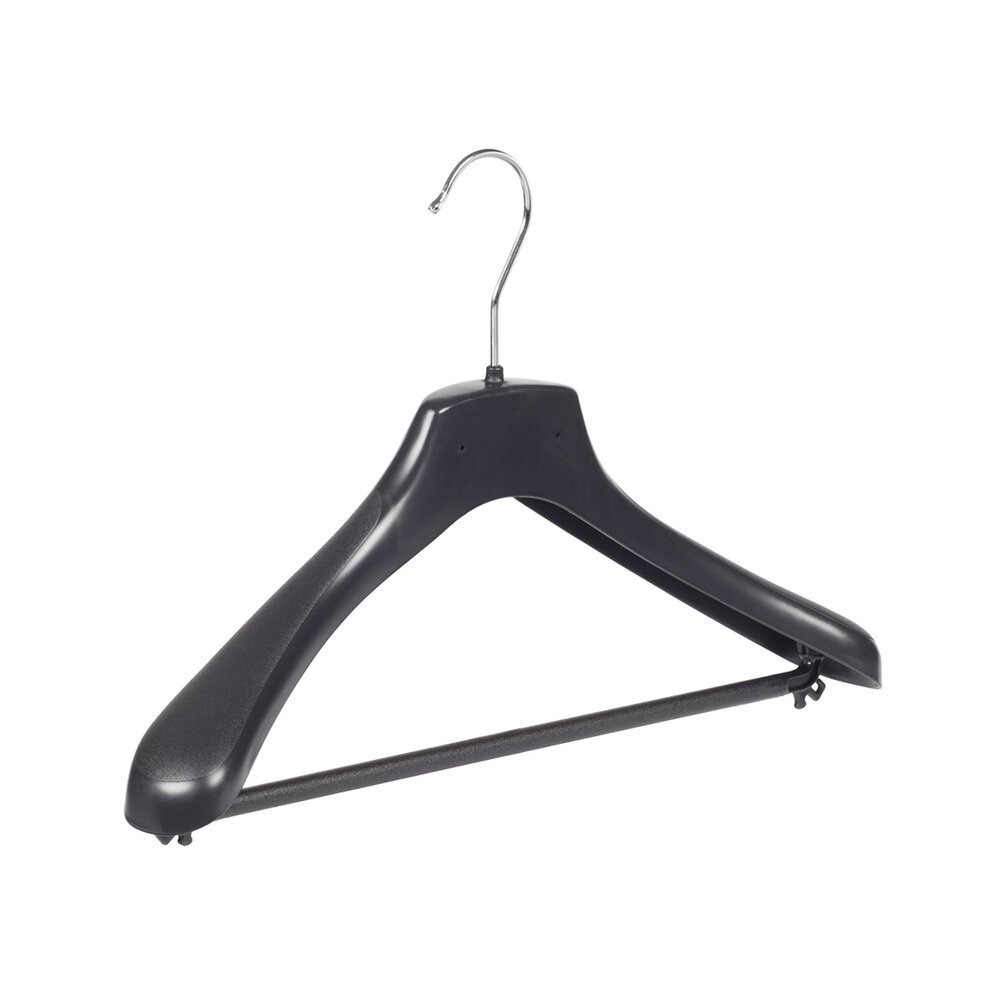 Mantelhanger - Kostuumhanger - Jassenhanger - Volwassenen - HZ38 - 40 Stuks - Kunststof - Zwart - Gebogen Model - Schouderverbreding 4,8 cm - Broeklat - 38 cm - Kledinghanger - Kleerhanger - HZ-Serie