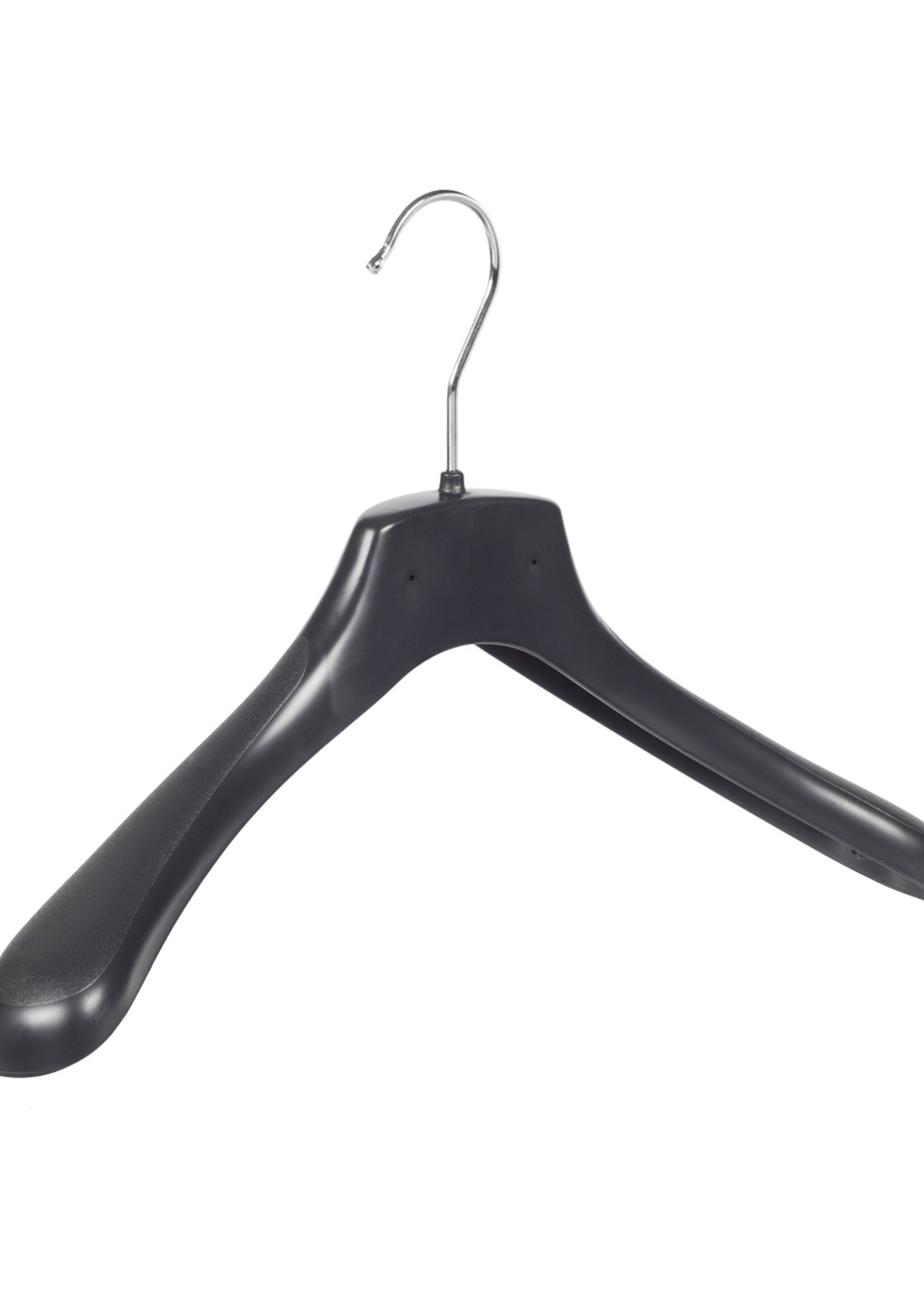 Mantelhanger - Kostuumhanger - Jassenhanger - Volwassenen - HZ38 - 30 Stuks - Kunststof - Zwart - Gebogen Model - Schouderverbreding 4,8 cm - 38 cm - Kledinghanger - Kleerhanger - HZ-Serie