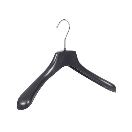 Mantelhanger - Kostuumhanger - Jassenhanger - Volwassenen - HZ38 - 50 Stuks - Kunststof - Zwart - Gebogen Model - Schouderverbreding 4,8 cm - 38 cm - Kledinghanger - Kleerhanger - HZ-Serie