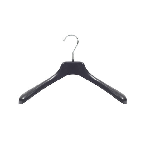 Mantelhanger - Kostuumhanger - Jassenhanger - Volwassenen - HZ38 - 50 Stuks - Kunststof - Zwart - Gebogen Model - Schouderverbreding 4,8 cm - 38 cm - Kledinghanger - Kleerhanger - HZ-Serie