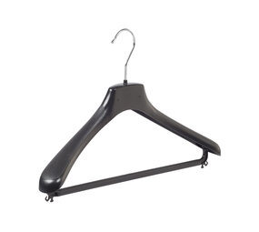 Mantelhanger - Kostuumhanger - Jassenhanger - Volwassenen - HZ40 - 30 Stuks - Kunststof - Zwart - Gebogen Model - Schouderverbreding 4,8 cm - Broeklat - 40 cm - Kledinghanger - Kleerhanger - HZ-Serie