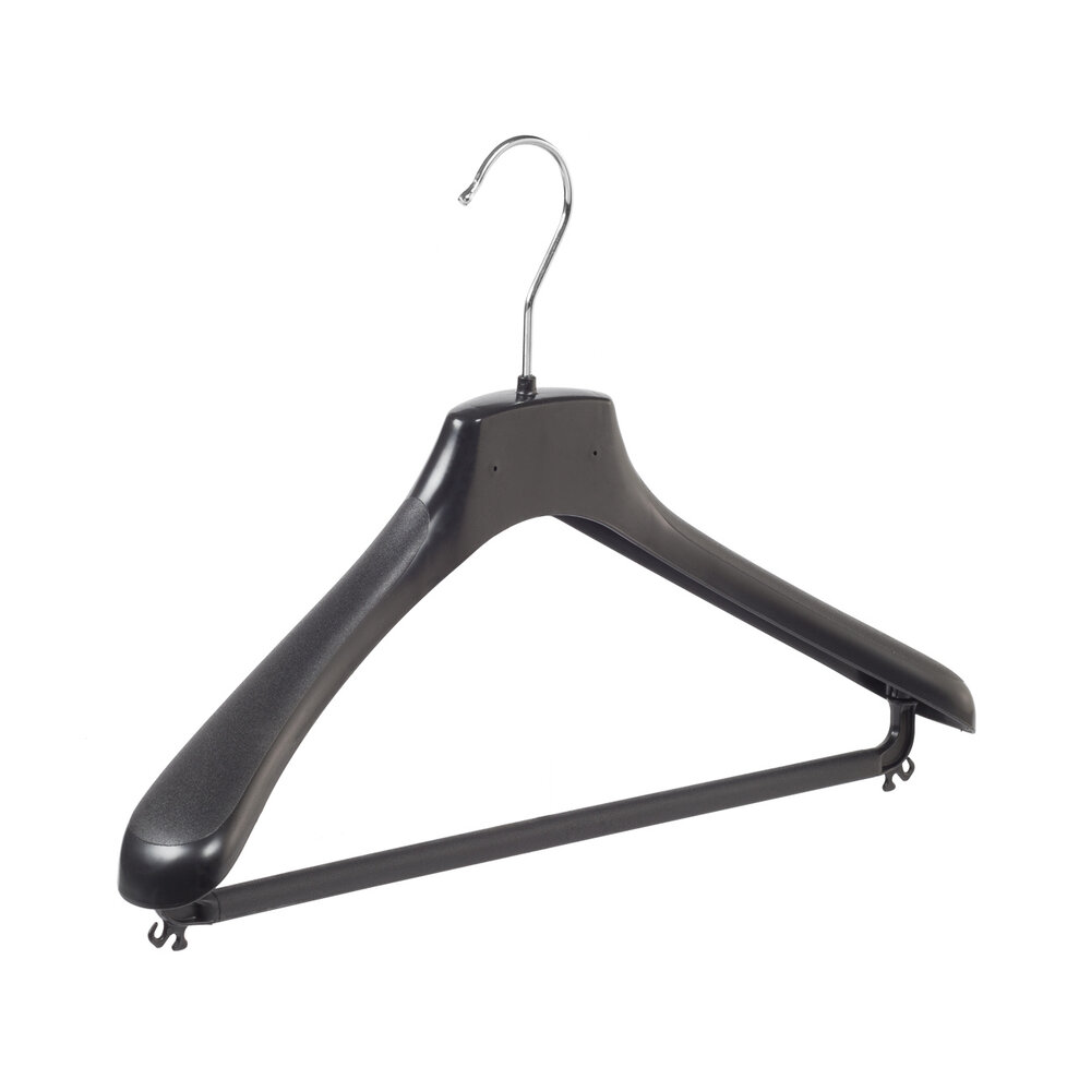 Mantelhanger - Kostuumhanger - Jassenhanger - Volwassenen - HZ40 - 40 Stuks - Kunststof - Zwart - Gebogen Model - Schouderverbreding 4,8 cm - Broeklat - 40 cm - Kledinghanger - Kleerhanger - HZ-Serie