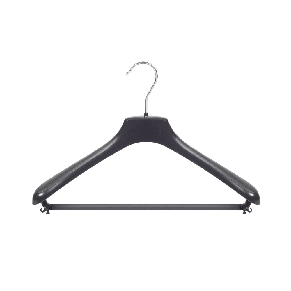 Mantelhanger - Kostuumhanger - Jassenhanger - Volwassenen - HZ40 - 40 Stuks - Kunststof - Zwart - Gebogen Model - Schouderverbreding 4,8 cm - Broeklat - 40 cm - Kledinghanger - Kleerhanger - HZ-Serie