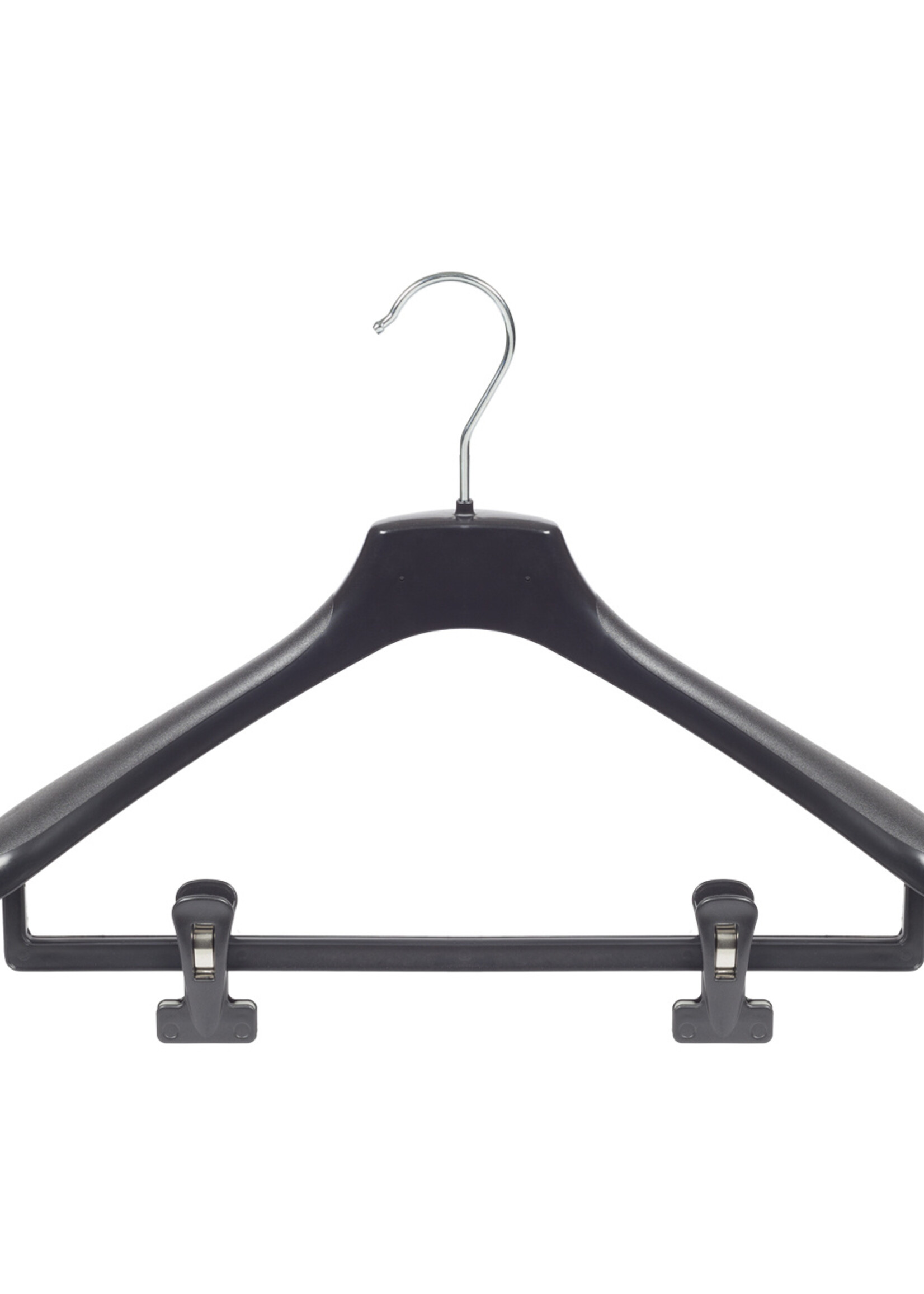 Mantelhanger - Kostuumhanger - Jassenhanger - Volwassenen - HZ40 - 50 Stuks - Kunststof - Zwart - Gebogen Model - Schouderverbreding 4,8 cm - Anti-slip Knijpers - 40 cm - Kledinghanger - Kleerhanger - HZ-Serie