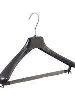 Mantelhanger - Kostuumhanger - Jassenhanger - Volwassenen - HZ40 - 20 Stuks - Kunststof - Zwart - Gebogen Model - Schouderverbreding 4,8 cm - Broeklat met Schuim - 40 cm - Kledinghanger - Kleerhanger - HZ-Serie