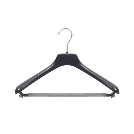 Mantelhanger - Kostuumhanger - Jassenhanger - Volwassenen - HZ40 - 50 Stuks - Kunststof - Zwart - Gebogen Model - Schouderverbreding 4,8 cm - Broeklat met Schuim - 40 cm - Kledinghanger - Kleerhanger - HZ-Serie