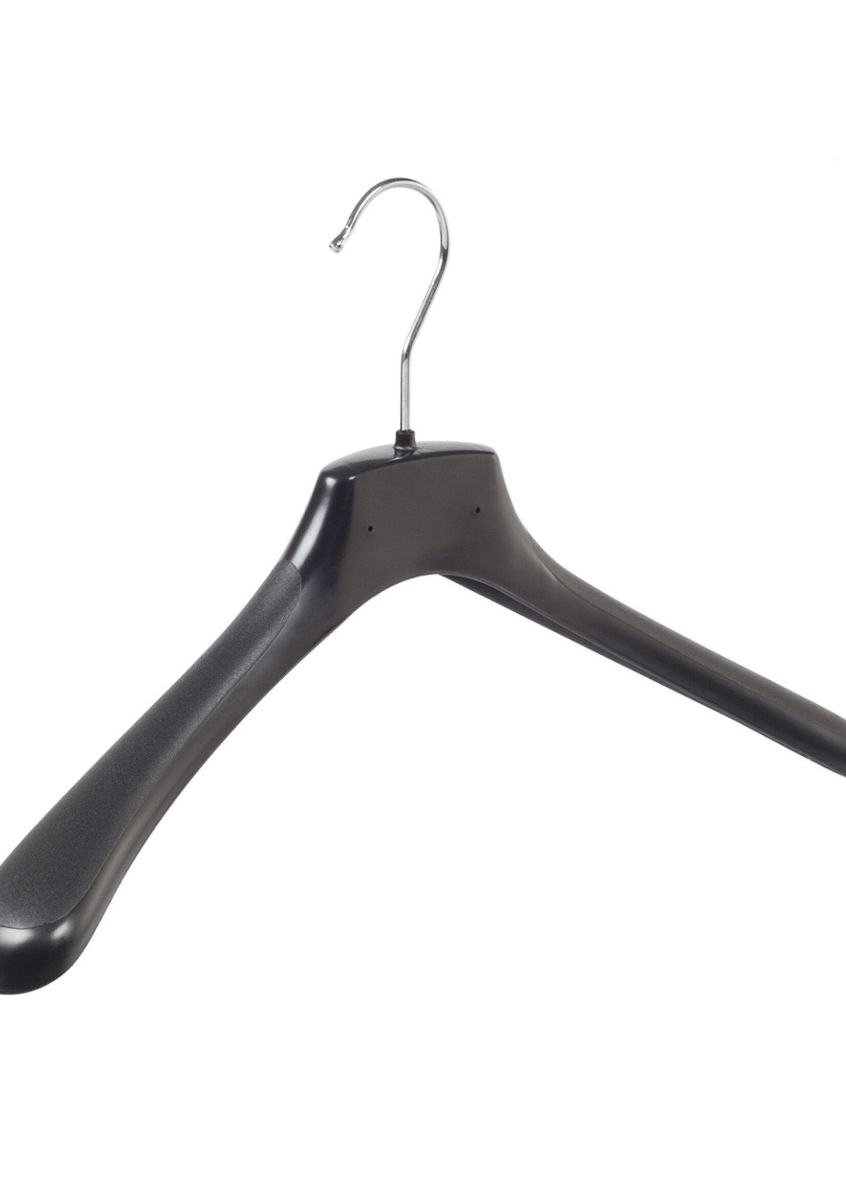 Mantelhanger - Kostuumhanger - Jassenhanger - Volwassenen - HZ40 - 10 Stuks - Kunststof - Zwart - Gebogen Model - Schouderverbreding 4,8 cm - 40 cm - Kledinghanger - Kleerhanger - HZ-Serie