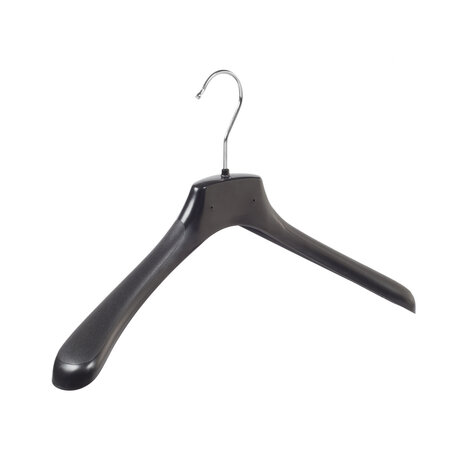 Mantelhanger - Kostuumhanger - Jassenhanger - Volwassenen - HZ40 - 10 Stuks - Kunststof - Zwart - Gebogen Model - Schouderverbreding 4,8 cm - 40 cm - Kledinghanger - Kleerhanger - HZ-Serie