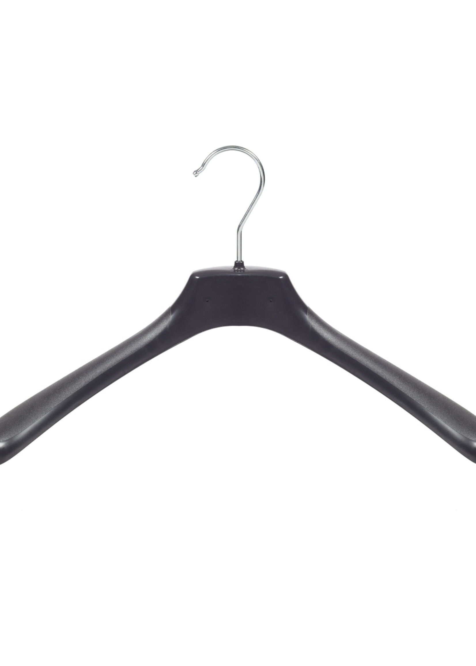 Mantelhanger - Kostuumhanger - Jassenhanger - Volwassenen - HZ40 - 10 Stuks - Kunststof - Zwart - Gebogen Model - Schouderverbreding 4,8 cm - 40 cm - Kledinghanger - Kleerhanger - HZ-Serie