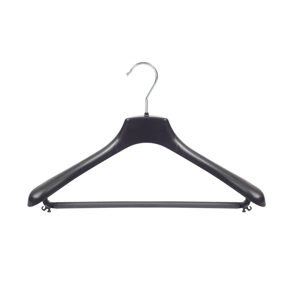 Mantelhanger - Kostuumhanger - Jassenhanger - Volwassenen - HZ42 - 20 Stuks - Kunststof - Zwart - Gebogen Model - Schouderverbreding 4,8 cm - Broeklat - 42 cm - Kledinghanger - Kleerhanger - HZ-Serie