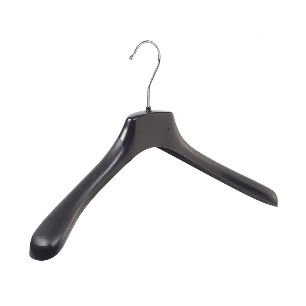 Mantelhanger - Kostuumhanger - Jassenhanger - Volwassenen - HZ42 - 20 Stuks - Kunststof - Zwart - Gebogen Model - Schouderverbreding 4,8 cm - 42 cm - Kledinghanger - Kleerhanger - HZ-Serie