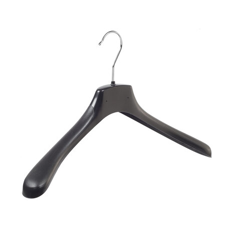 Mantelhanger - Kostuumhanger - Jassenhanger - Volwassenen - HZ42 - 30 Stuks - Kunststof - Zwart - Gebogen Model - Schouderverbreding 4,8 cm - 42 cm - Kledinghanger - Kleerhanger - HZ-Serie