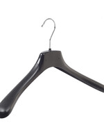 Mantelhanger - Kostuumhanger - Jassenhanger - Volwassenen - HZ42 - 40 Stuks - Kunststof - Zwart - Gebogen Model - Schouderverbreding 4,8 cm - 42 cm - Kledinghanger - Kleerhanger - HZ-Serie