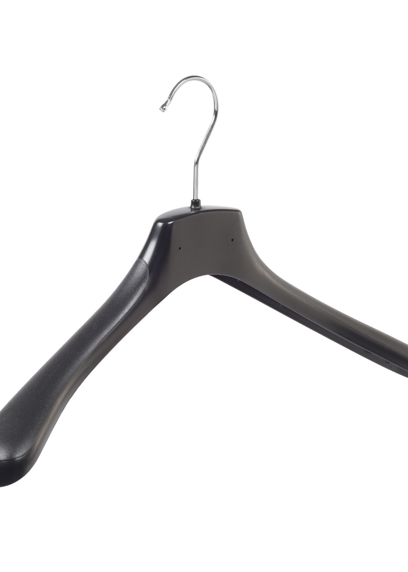 Mantelhanger - Kostuumhanger - Jassenhanger - Volwassenen - HZ42 - 40 Stuks - Kunststof - Zwart - Gebogen Model - Schouderverbreding 4,8 cm - 42 cm - Kledinghanger - Kleerhanger - HZ-Serie