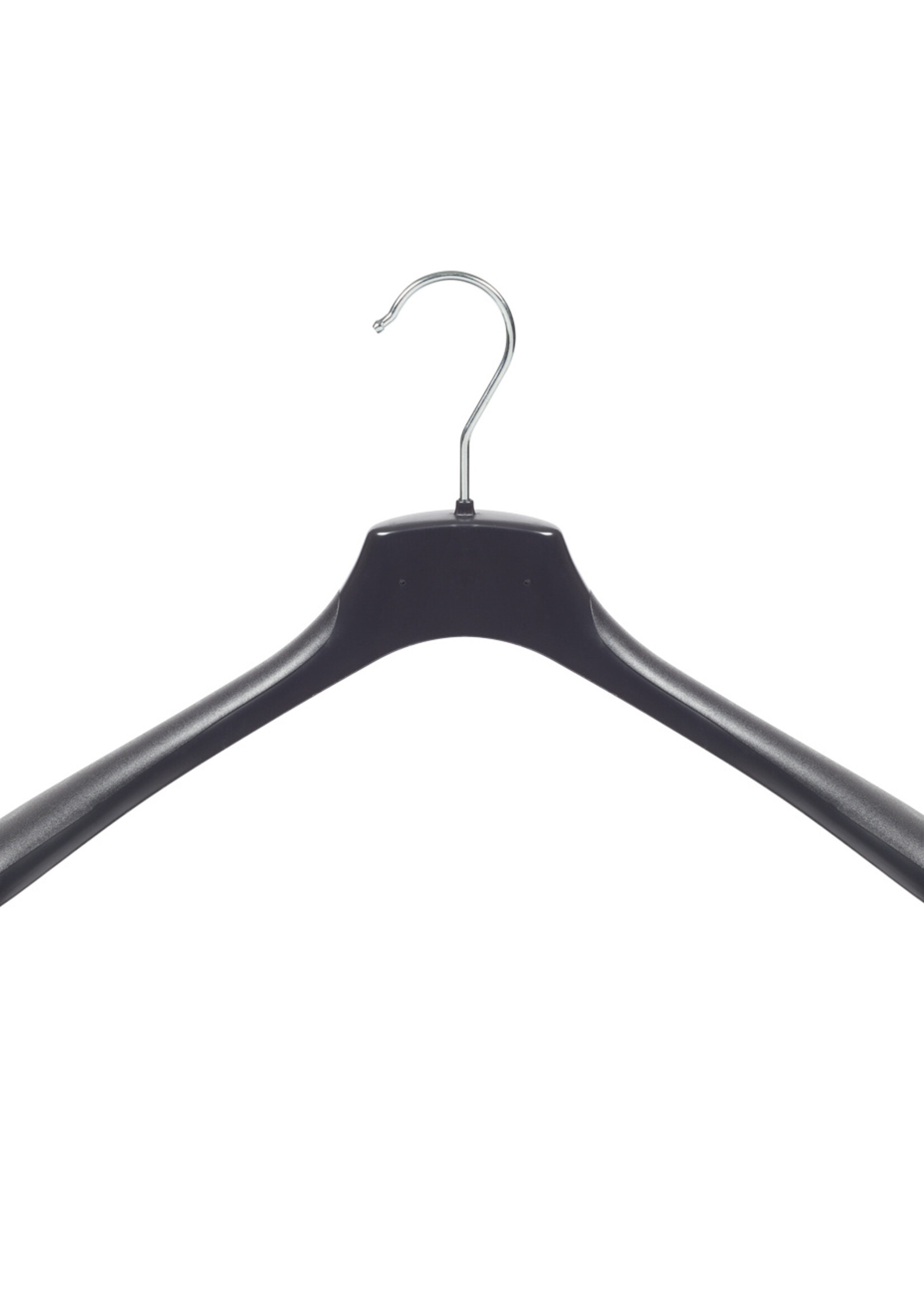 Mantelhanger - Kostuumhanger - Jassenhanger - Volwassenen - HZ42 - 40 Stuks - Kunststof - Zwart - Gebogen Model - Schouderverbreding 4,8 cm - 42 cm - Kledinghanger - Kleerhanger - HZ-Serie