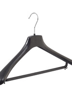 Mantelhanger - Kostuumhanger - Jassenhanger - Volwassenen - HZ45 - 20 Stuks - Kunststof - Zwart - Gebogen Model - Schouderverbreding 4,8 cm - Broeklat - 45 cm - Kledinghanger - Kleerhanger - HZ-Serie