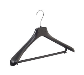 Mantelhanger - Kostuumhanger - Jassenhanger - Volwassenen - HZ45 - 50 Stuks - Kunststof - Zwart - Gebogen Model - Schouderverbreding 4,8 cm - Broeklat - 45 cm - Kledinghanger - Kleerhanger - HZ-Serie