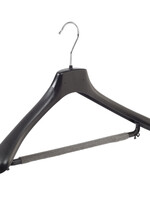 Mantelhanger - Kostuumhanger - Jassenhanger - Volwassenen - HZ45 - 30 Stuks - Kunststof - Zwart - Gebogen Model - Schouderverbreding 4,8 cm - Broeklat met Schuim - 45 cm - Kledinghanger - Kleerhanger - HZ-Serie