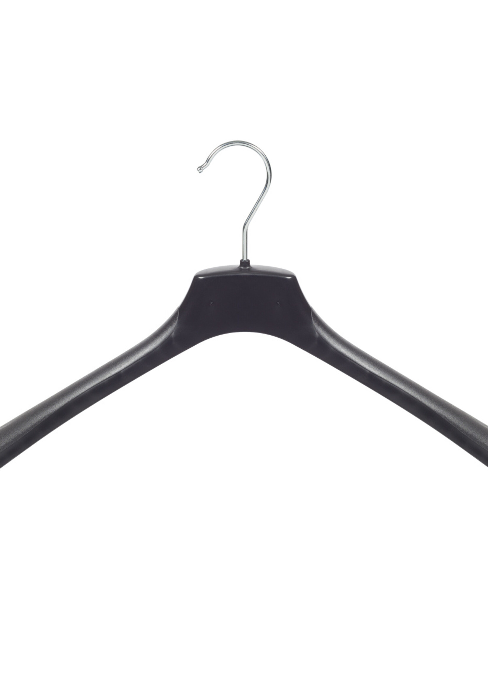 Mantelhanger - Kostuumhanger - Jassenhanger - Volwassenen - HZ45 - 20 Stuks - Kunststof - Zwart - Gebogen Model - Schouderverbreding 4,8 cm - 45 cm - Kledinghanger - Kleerhanger - HZ-Serie