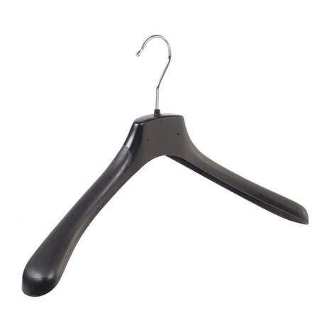 Mantelhanger - Kostuumhanger - Jassenhanger - Volwassenen - HZ45 - 30 Stuks - Kunststof - Zwart - Gebogen Model - Schouderverbreding 4,8 cm - 45 cm - Kledinghanger - Kleerhanger - HZ-Serie