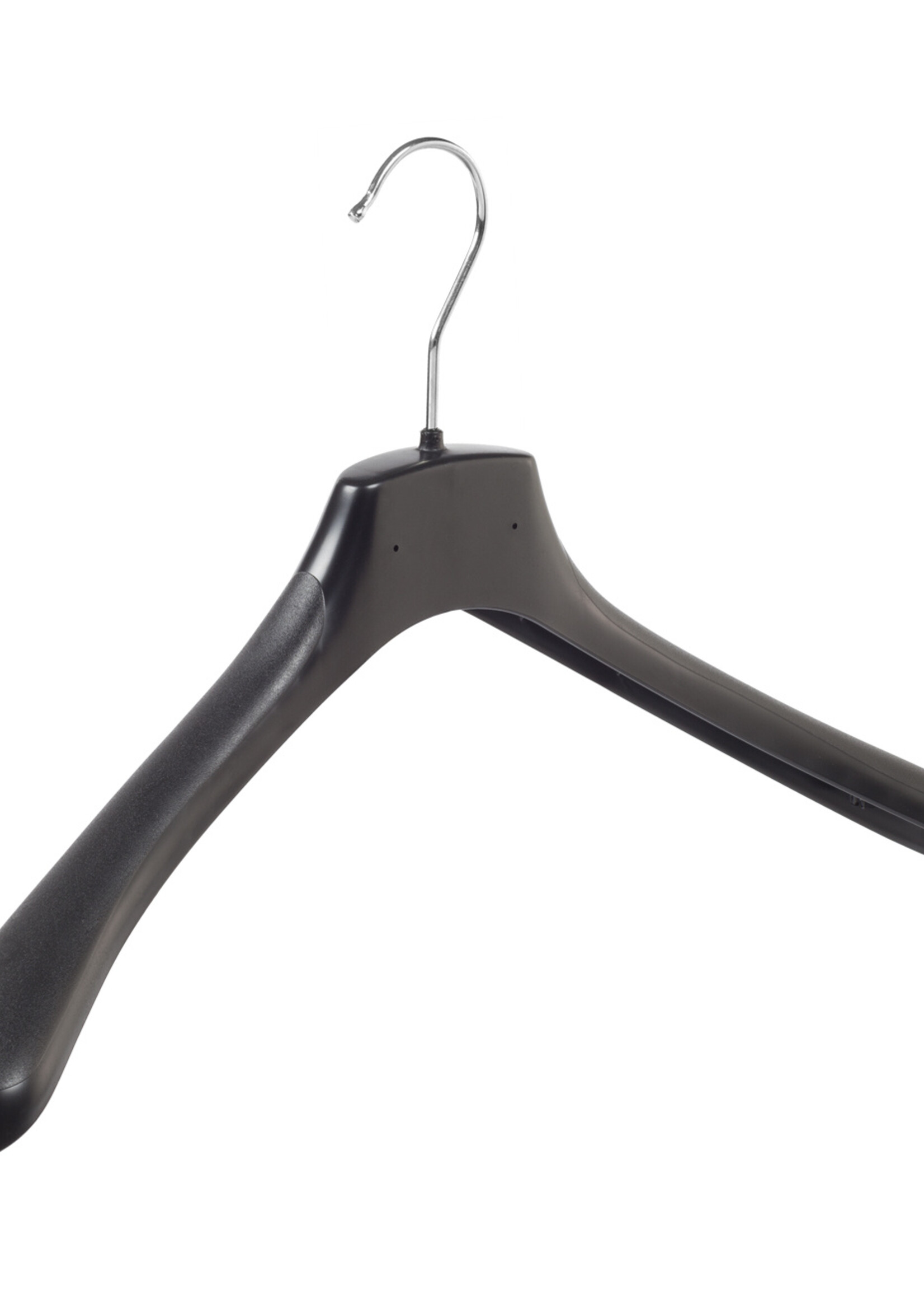 Mantelhanger - Kostuumhanger - Jassenhanger - Volwassenen - HZ45 - 40 Stuks - Kunststof - Zwart - Gebogen Model - Schouderverbreding 4,8 cm - 45 cm - Kledinghanger - Kleerhanger - HZ-Serie